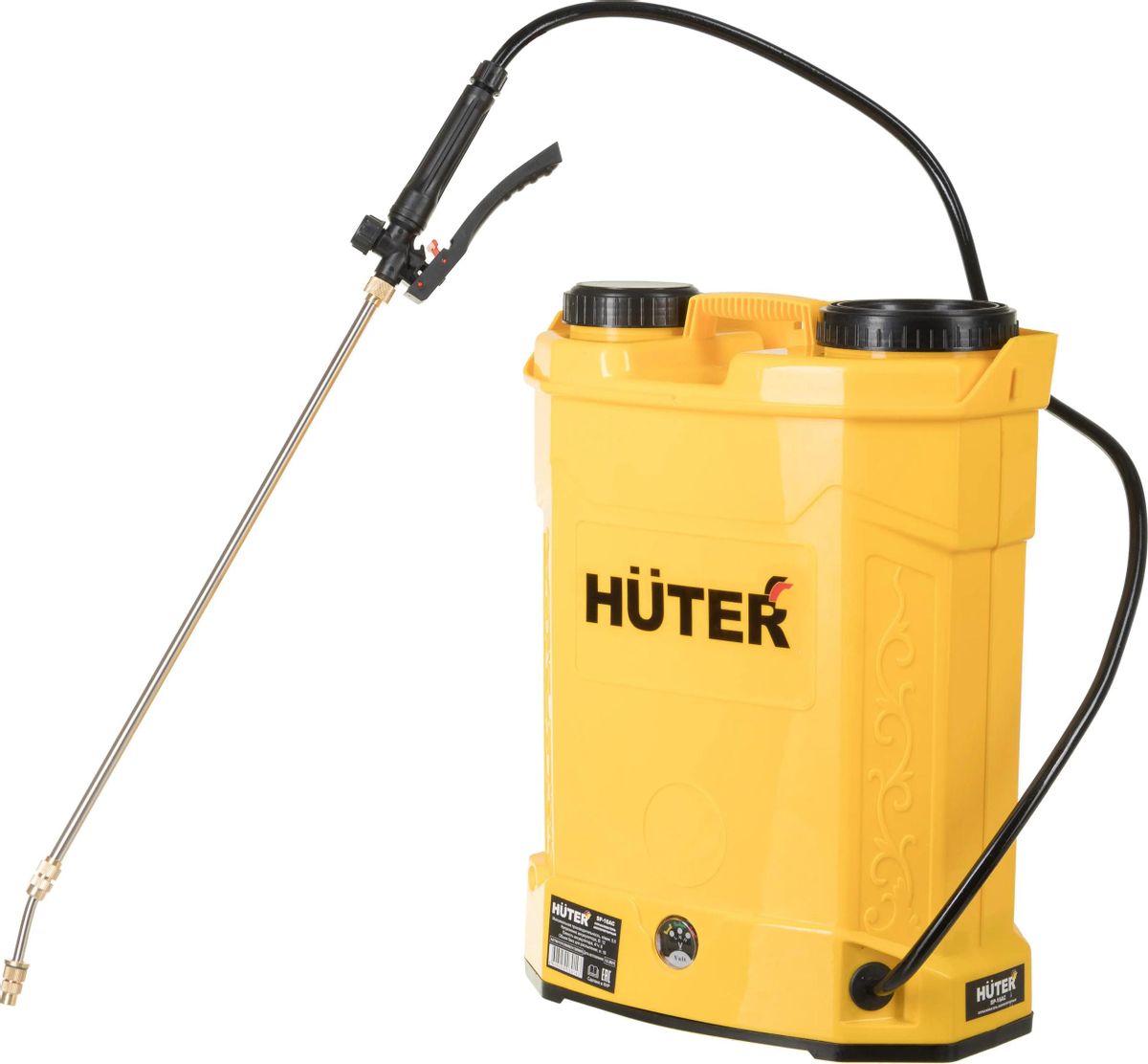 Опрыскиватель Huter SP-16AC, аккумуляторный, ранцевый, 16л, желтый/черный [70/13/29]